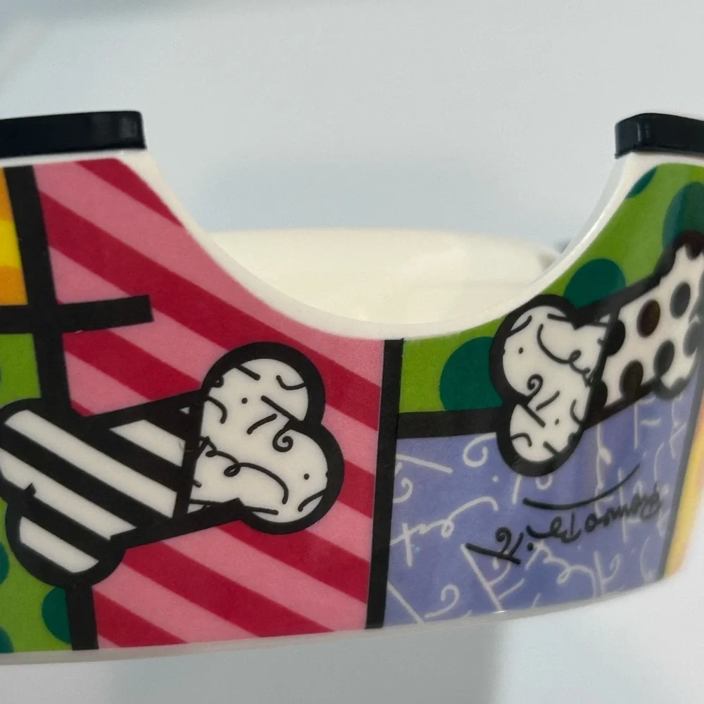 Romero Britto CRITTER 140oz Large Dog Bowl Pop Art Colorful Pet Dish